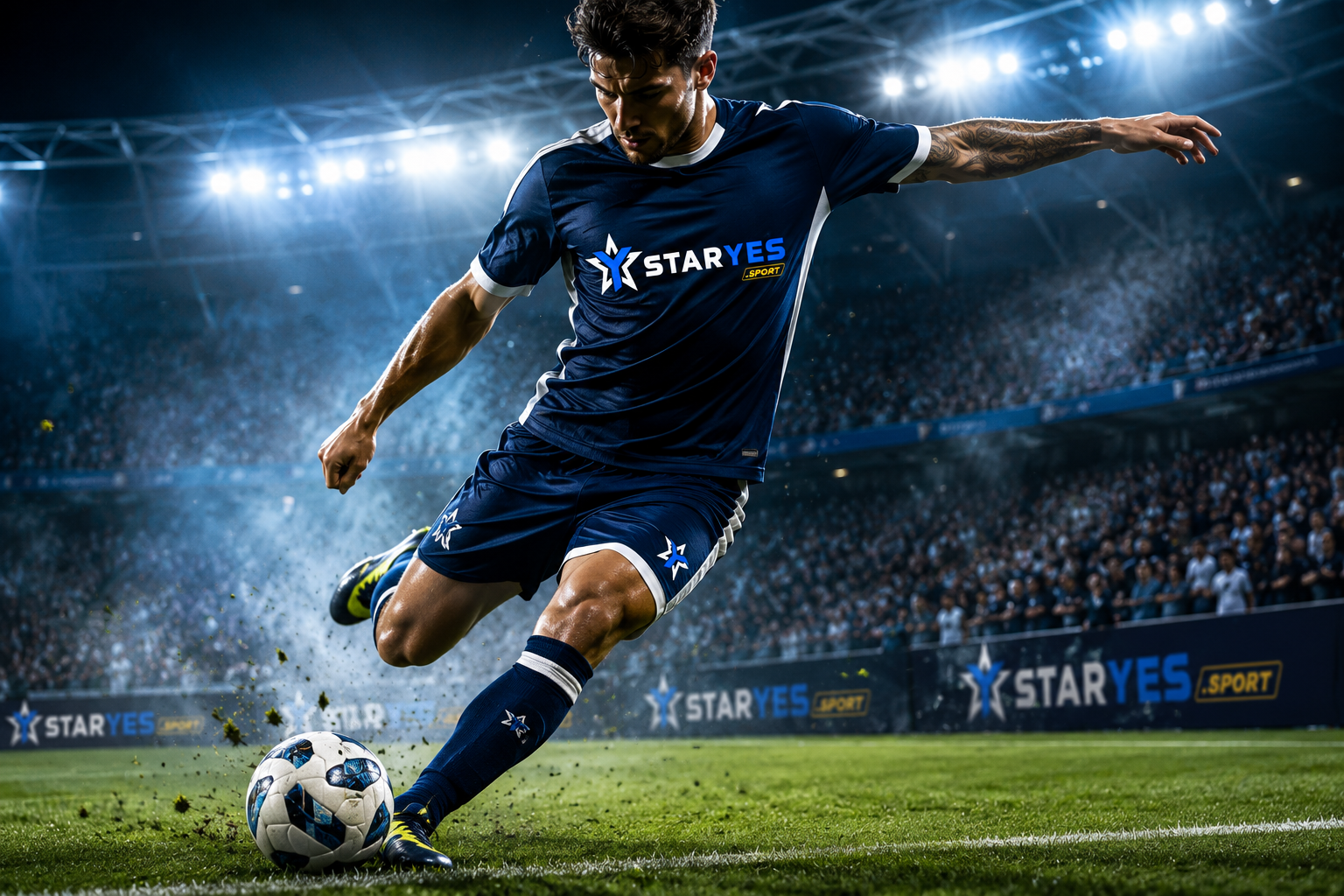 Calciatore StarYes.Sport in azione sul campo